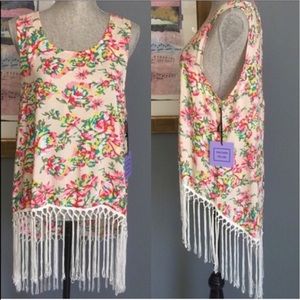 Michelle Nicole Floral Fringe Top